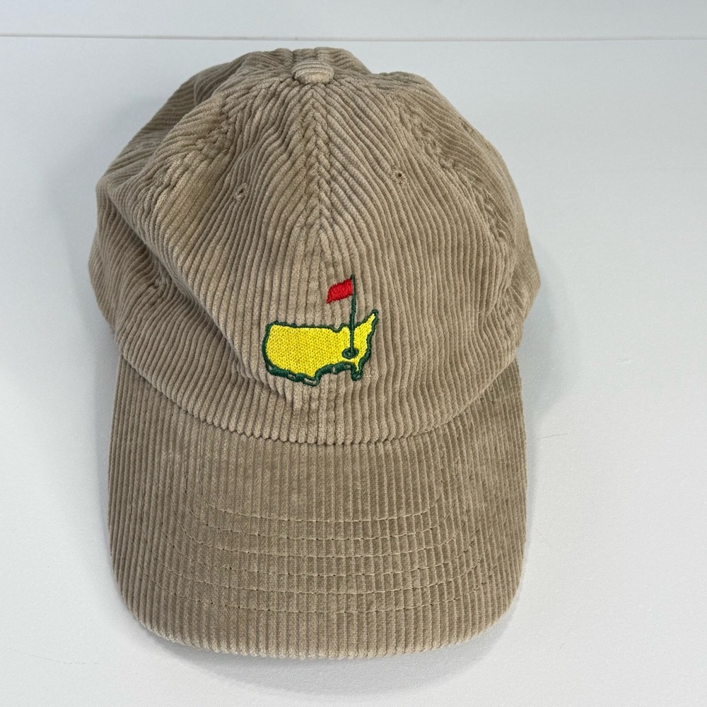 Corduroy Masters Golf Hat Beige Dad Cap Augusta Embroidered USA Map Adjustable